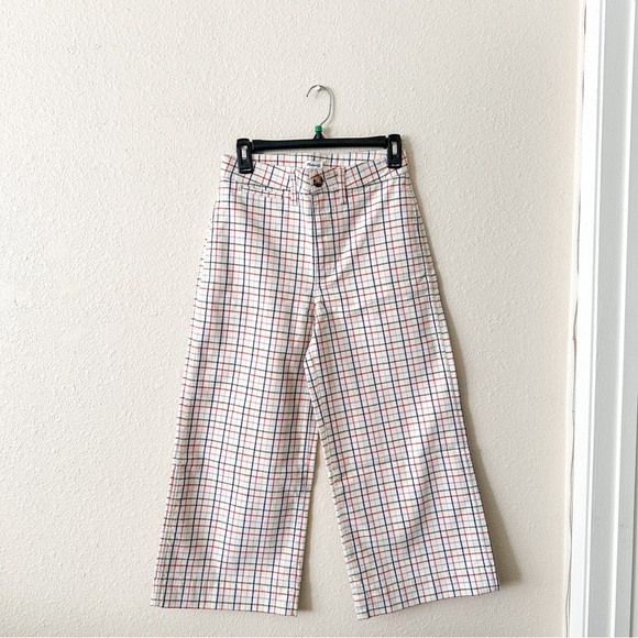 NWT Madewell Emmett Wide Leg Crop Pants in Rainbow Windowpane - Picture 4 of 8